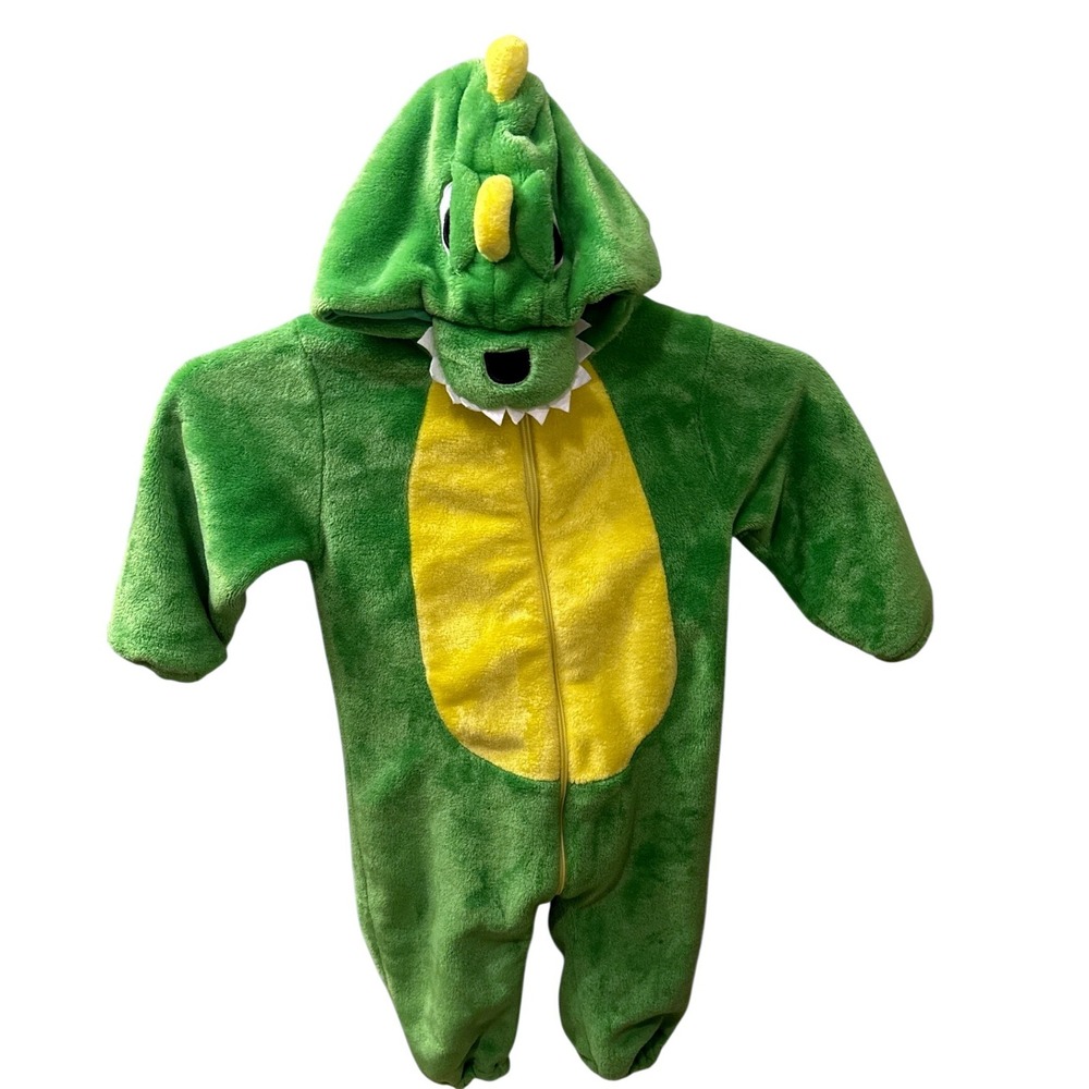 Dinosaur Baby T Rex Plush Costume Full Zip Hooded Warm Halloween Sz 18 M